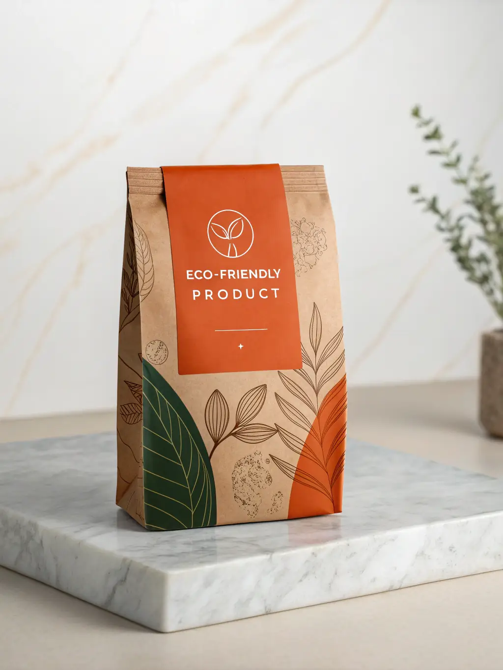 An original watercolor painting of a minimalist, eco-friendly package design for a natural cosmetics brand, highlighting the brand's commitment to sustainability, available for purchase in the Studio Kreska shop.